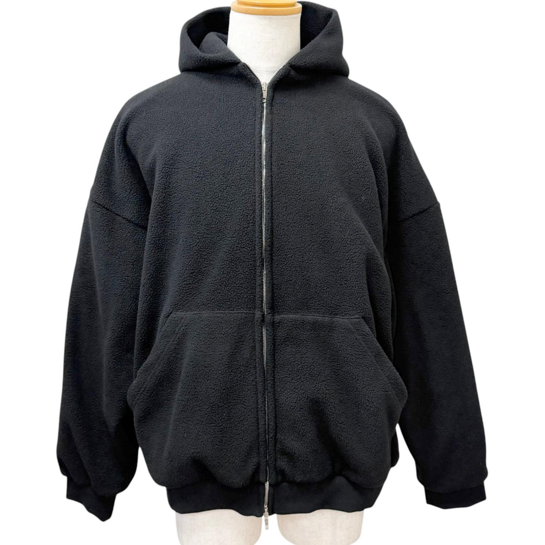 未使用品□BALENCIAGA バレンシアガ 24AW 768694 OUTERWEAR ZIP UP HOODIE バックエンブロイダリー フリースパーカー ブラック 2 正規品