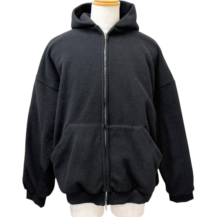 未使用品□BALENCIAGA バレンシアガ 24AW 768694 OUTERWEAR ZIP UP HOODIE バックエンブロイダリー フリースパーカー ブラック 2 正規品