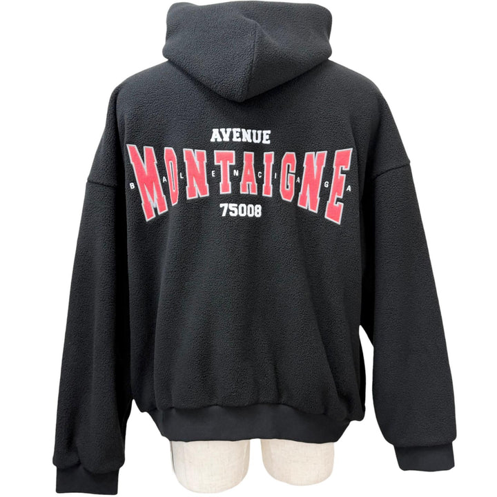 未使用品□BALENCIAGA バレンシアガ 24AW 768694 OUTERWEAR ZIP UP HOODIE バックエンブロイダリー フリースパーカー ブラック 2 正規品