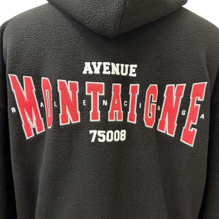 未使用品□BALENCIAGA バレンシアガ 24AW 768694 OUTERWEAR ZIP UP HOODIE バックエンブロイダリー フリースパーカー ブラック 2 正規品