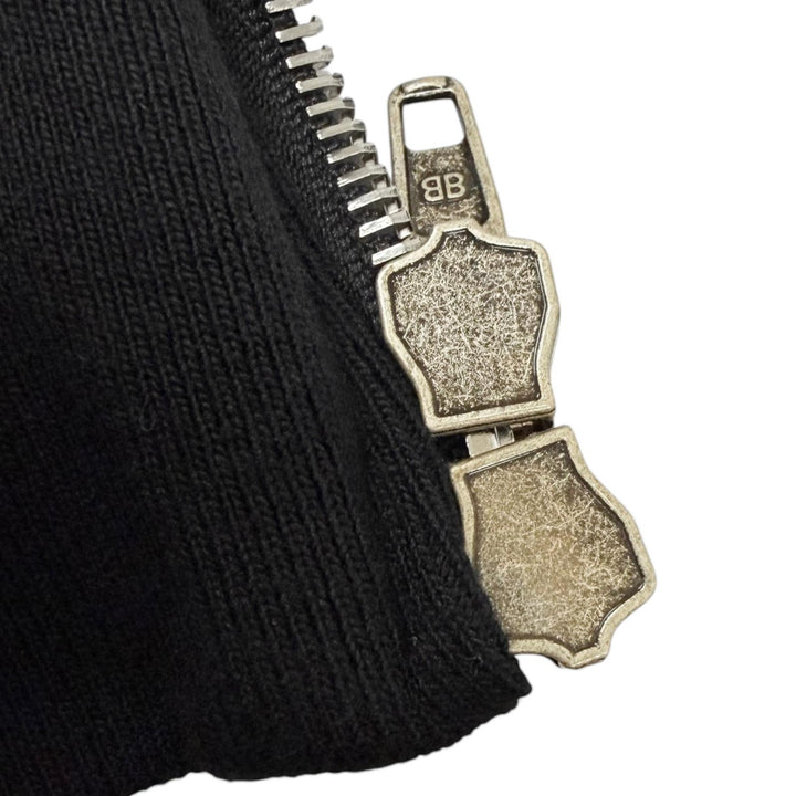 未使用品□BALENCIAGA バレンシアガ 24AW 768694 OUTERWEAR ZIP UP HOODIE バックエンブロイダリー フリースパーカー ブラック 2 正規品