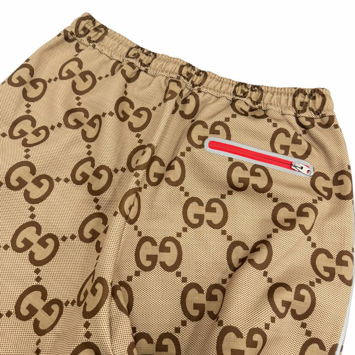 極美品□GUCCI グッチ 676473 100周年記念 ジャンボGG モノグラム トラックパンツ ジョガーパンツ ベージュ L イタリア製 正規品 メンズ