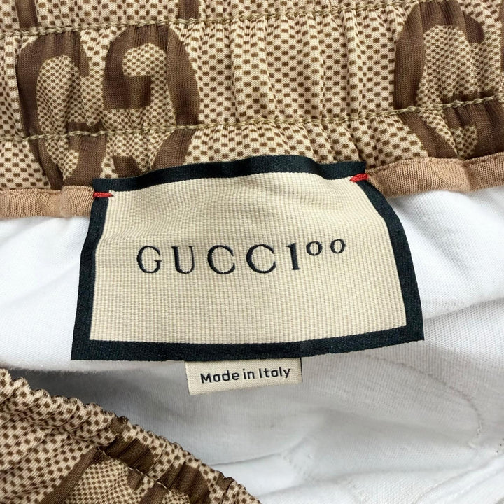 極美品□GUCCI グッチ 676473 100周年記念 ジャンボGG モノグラム トラックパンツ ジョガーパンツ ベージュ L イタリア製 正規品 メンズ