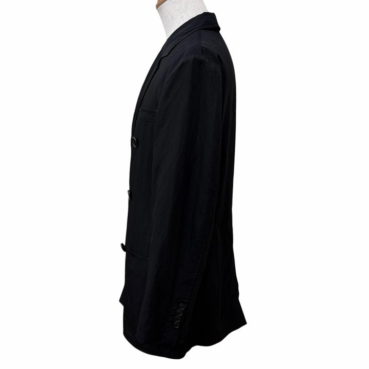 美品★HERMES エルメス 23SS シワ加工 無地 ダブルブレストジャケット アウター ブラック 46 イタリア製 正規品 メンズ