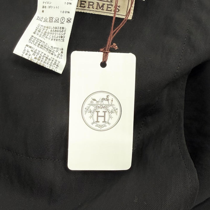 美品★HERMES エルメス 23SS シワ加工 無地 ダブルブレストジャケット アウター ブラック 46 イタリア製 正規品 メンズ