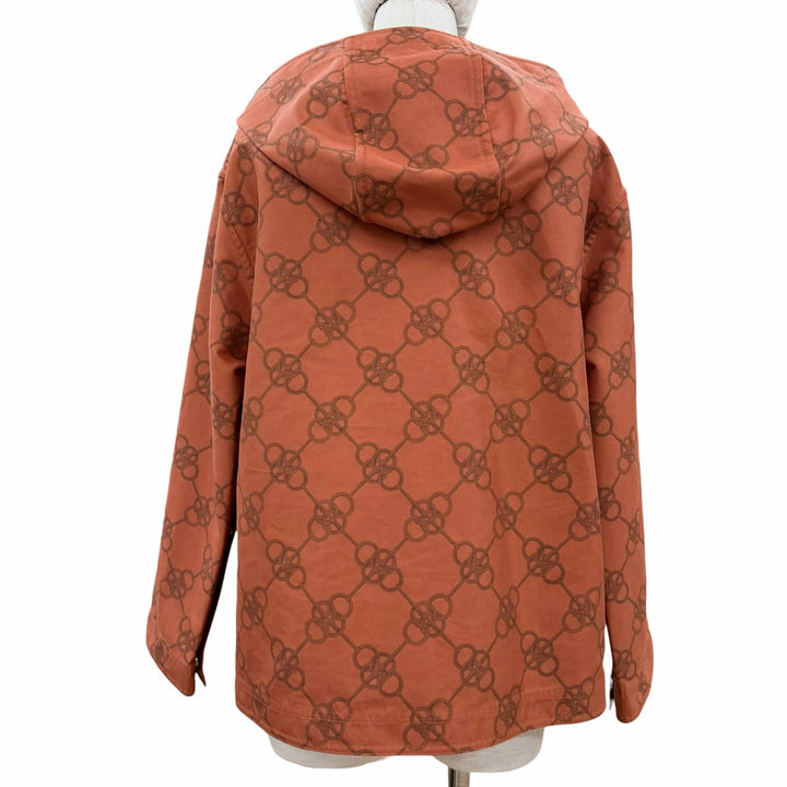極美品◇HERMES エルメス 2E0154DX クリケティス コットン プリント セリエボタン フード付 ジャケット ブルゾン オレンジ 34 フランス製