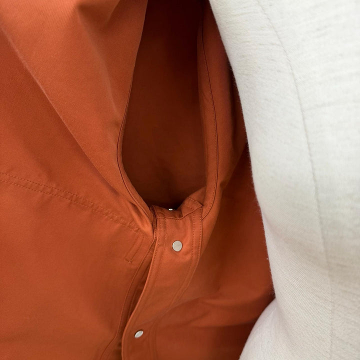 極美品◇HERMES エルメス 2E0154DX クリケティス コットン プリント セリエボタン フード付 ジャケット ブルゾン オレンジ 34 フランス製