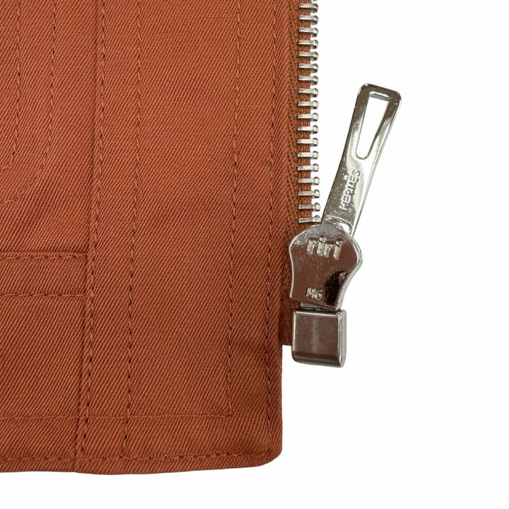 極美品◇HERMES エルメス 2E0154DX クリケティス コットン プリント セリエボタン フード付 ジャケット ブルゾン オレンジ 34 フランス製