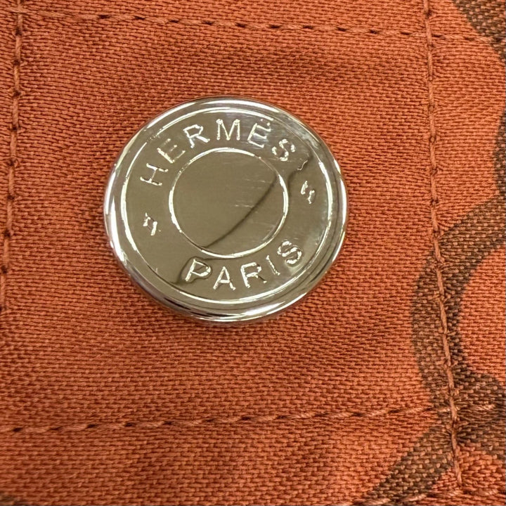 極美品◇HERMES エルメス 2E0154DX クリケティス コットン プリント セリエボタン フード付 ジャケット ブルゾン オレンジ 34 フランス製