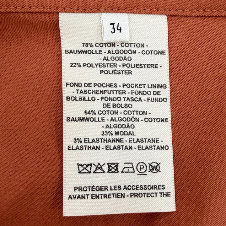 極美品◇HERMES エルメス 2E0154DX クリケティス コットン プリント セリエボタン フード付 ジャケット ブルゾン オレンジ 34 フランス製