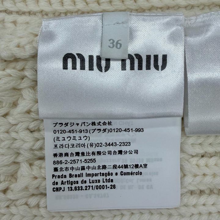 極美品◇Miu Miu ミュウ ミュウ 2022年製 MMF665 ウール100％ ロゴワッペン付 ケーブルニット カーディガン 36 正規品 レディース メンズ