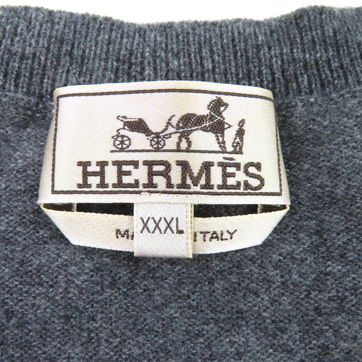美品△HERMES エルメス 22AW chess and shadow チェス アンド シャドウ カシミヤ100％ 馬 長袖 ニット セーター XXXL 希少サイズ 正規品