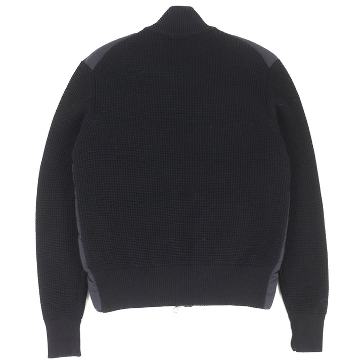 極美品△MONCLER モンクレール CARDIGAN TRICOT フロントロゴ ニット切替 ZIP UP ダウンジャケット ブラック S ブルガリア製 正規品