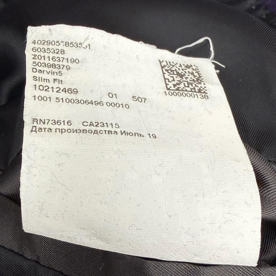 美品□HUGO BOSS ヒューゴボス ダブルブレスト チェスターコート ロングコート パープル 52 正規品 メンズオススメ◎ ハンガー付き