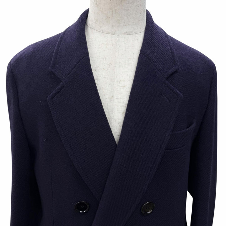 美品□HUGO BOSS ヒューゴボス ダブルブレスト チェスターコート ロングコート パープル 52 正規品 メンズオススメ◎ ハンガー付き