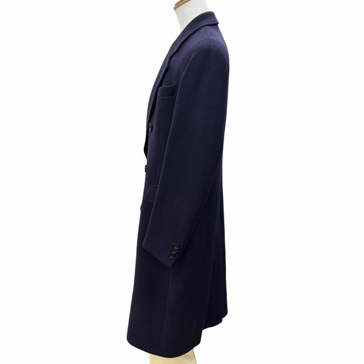 美品□HUGO BOSS ヒューゴボス ダブルブレスト チェスターコート ロングコート パープル 52 正規品 メンズオススメ◎ ハンガー付き
