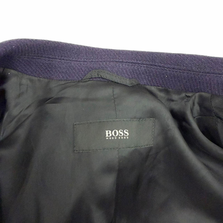 美品□HUGO BOSS ヒューゴボス ダブルブレスト チェスターコート ロングコート パープル 52 正規品 メンズオススメ◎ ハンガー付き