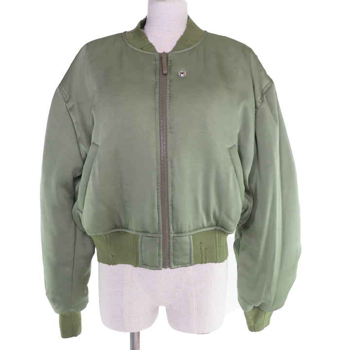 極美品☆ACNE STUDIOS アクネストゥディオズ FN-WN-OUTW000846 LOGO PATCH BOMBER JACKET 中綿入りジャケット カーキ 38 レディース