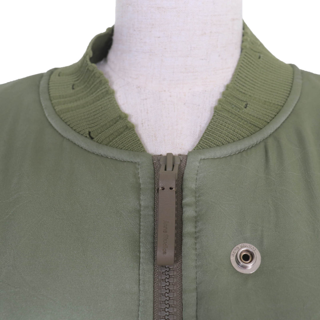 極美品☆ACNE STUDIOS アクネストゥディオズ FN-WN-OUTW000846 LOGO PATCH BOMBER JACKET 中綿入りジャケット カーキ 38 レディース