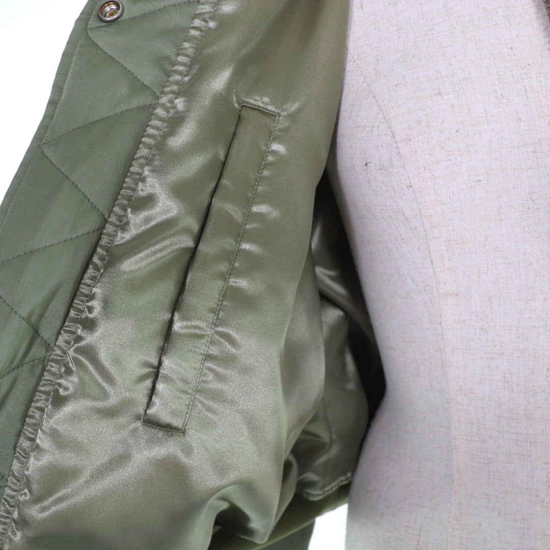 極美品☆ACNE STUDIOS アクネストゥディオズ FN-WN-OUTW000846 LOGO PATCH BOMBER JACKET 中綿入りジャケット カーキ 38 レディース
