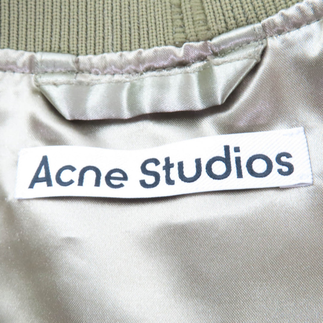 極美品☆ACNE STUDIOS アクネストゥディオズ FN-WN-OUTW000846 LOGO PATCH BOMBER JACKET 中綿入りジャケット カーキ 38 レディース
