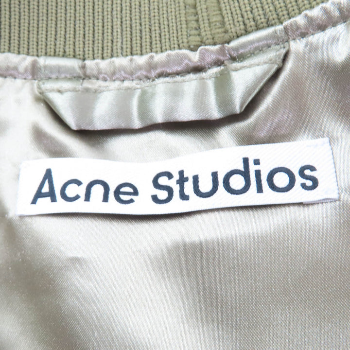 極美品☆ACNE STUDIOS アクネストゥディオズ FN-WN-OUTW000846 LOGO PATCH BOMBER JACKET 中綿入りジャケット カーキ 38 レディース