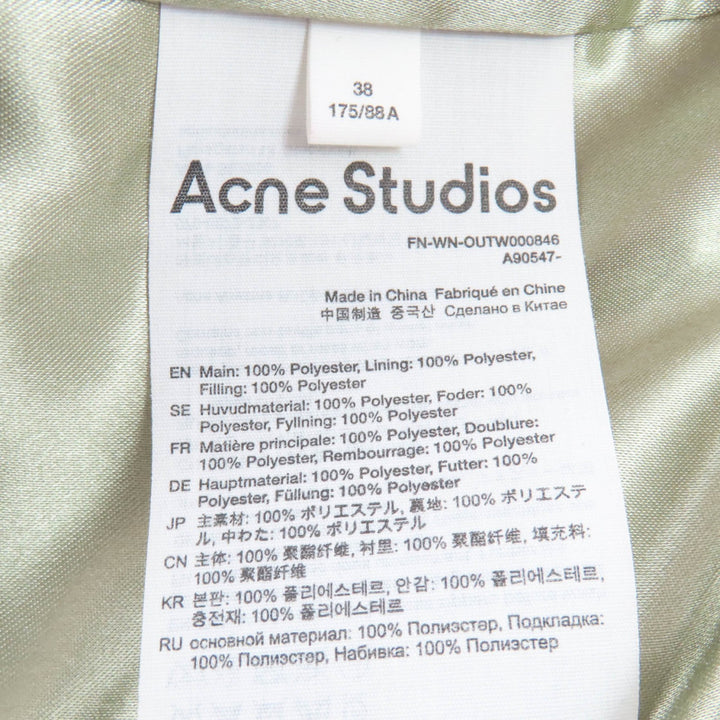 極美品☆ACNE STUDIOS アクネストゥディオズ FN-WN-OUTW000846 LOGO PATCH BOMBER JACKET 中綿入りジャケット カーキ 38 レディース