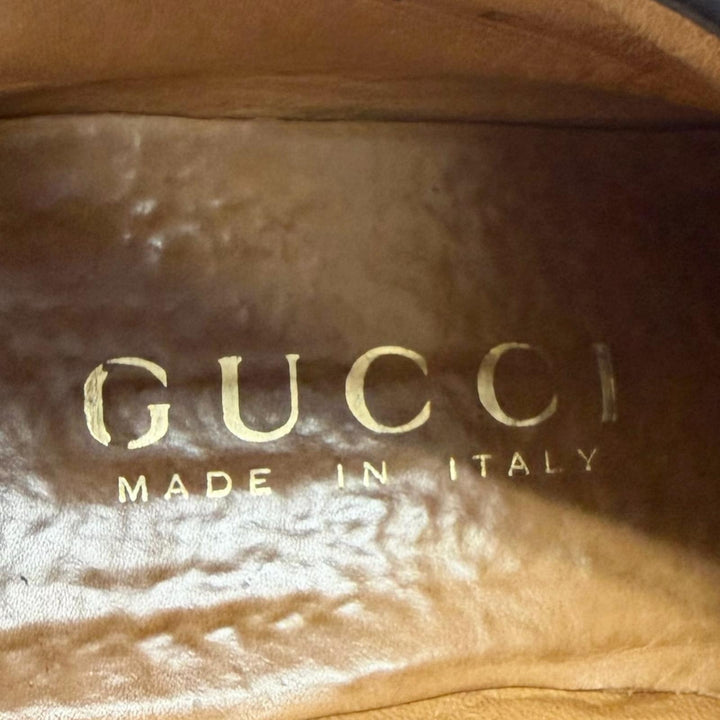 美品□GUCCI グッチ 1140067 レザー ホースビット ゴールド金具 チャッカーブーツ アンクルブーツ ブラック 41 イタリア製 メンズ