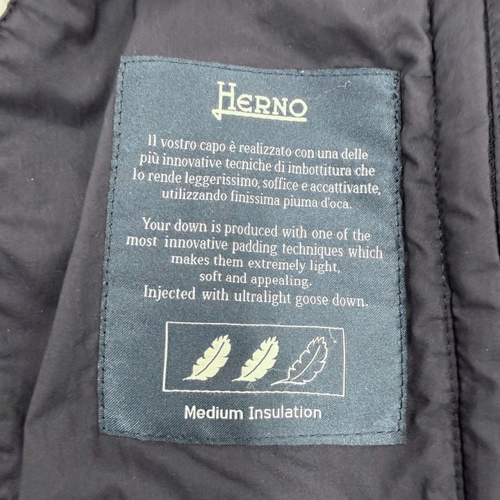 美品▼Herno ヘルノ PI008ULE LEGEND ロゴ入りボタン レイヤードデザイン ダブルジップアップ ダウンコート ブラック 50 正規品 メンズ