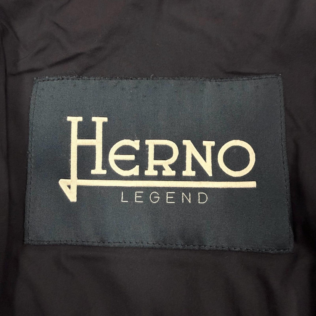 美品▼Herno ヘルノ PI008ULE LEGEND ロゴ入りボタン レイヤードデザイン ダブルジップアップ ダウンコート ブラック 50 正規品 メンズ