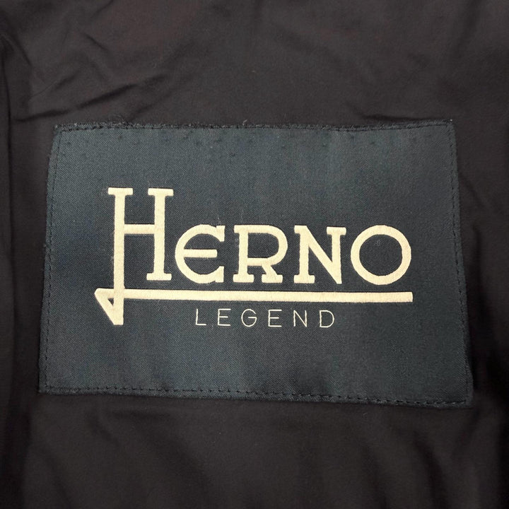 美品▼Herno ヘルノ PI008ULE LEGEND ロゴ入りボタン レイヤードデザイン ダブルジップアップ ダウンコート ブラック 50 正規品 メンズ