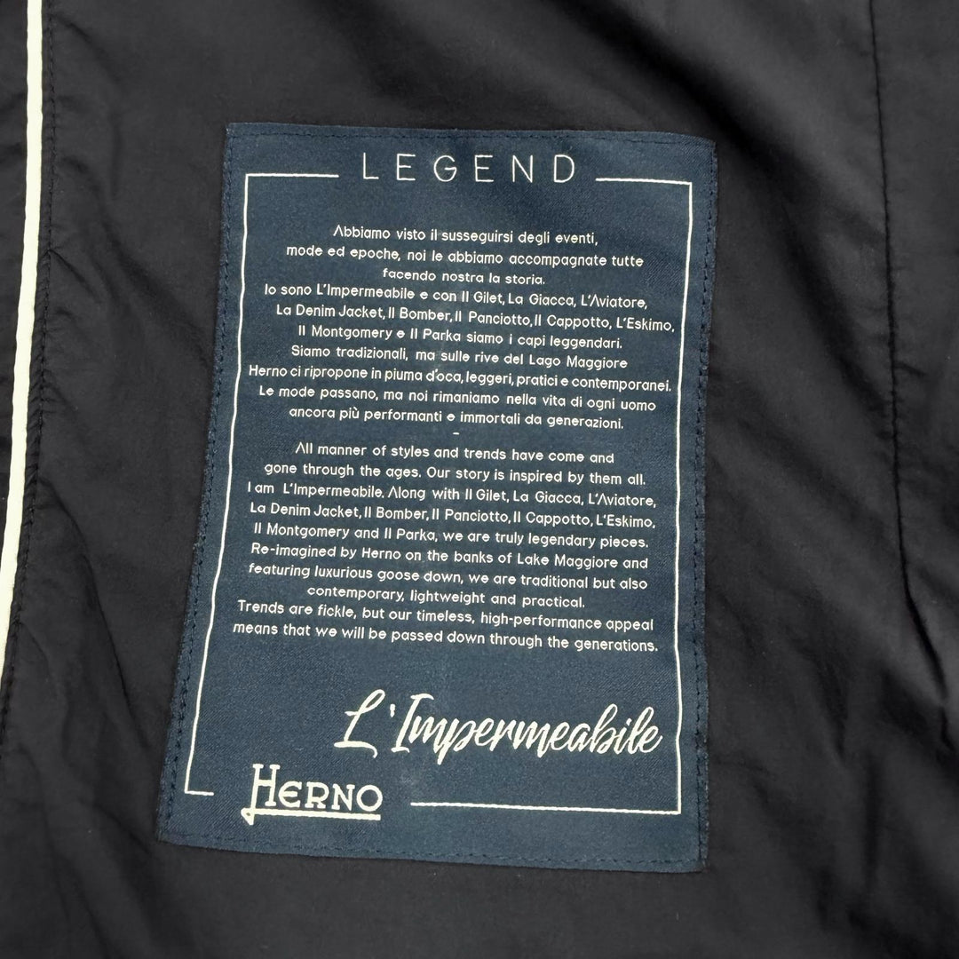 美品▼Herno ヘルノ PI008ULE LEGEND ロゴ入りボタン レイヤードデザイン ダブルジップアップ ダウンコート ブラック 50 正規品 メンズ