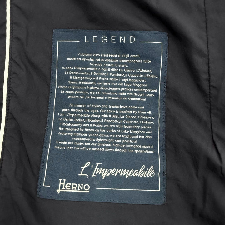 美品▼Herno ヘルノ PI008ULE LEGEND ロゴ入りボタン レイヤードデザイン ダブルジップアップ ダウンコート ブラック 50 正規品 メンズ