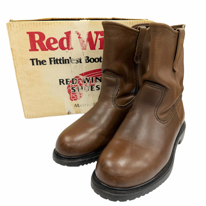 良品▼RED WING レッドウィング 1996年製 2276 レザー PT91プリントタグ スチールトゥ ペコスブーツ ブラウン 8.5 EE USA製 メンズ　