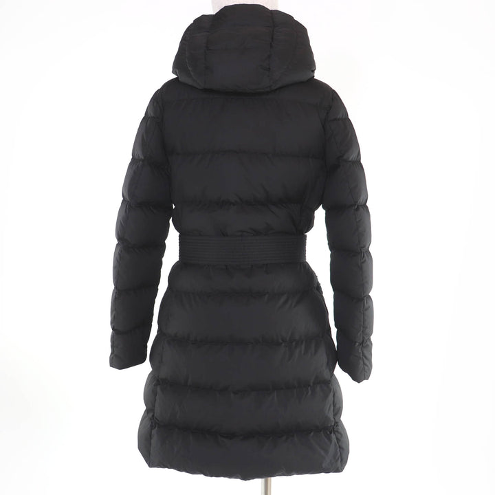 美品☆MONCLER モンクレール 22-23AW AUBIGNY ロゴワッペン・フード付 ダウンコート 黒 0 ハンガー・ガーメント付 正規品　レディース