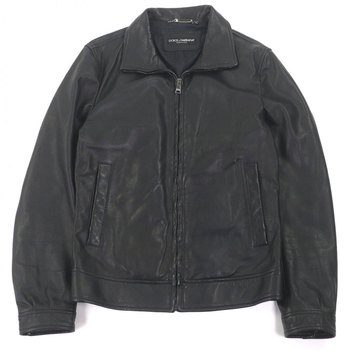 極美品□DOLCE&amp;GABBANA ドルチェ＆ガッバーナ ラムスキン 黒タグ レザージャケット シングルライダース ブラック 44 イタリア製 正規品