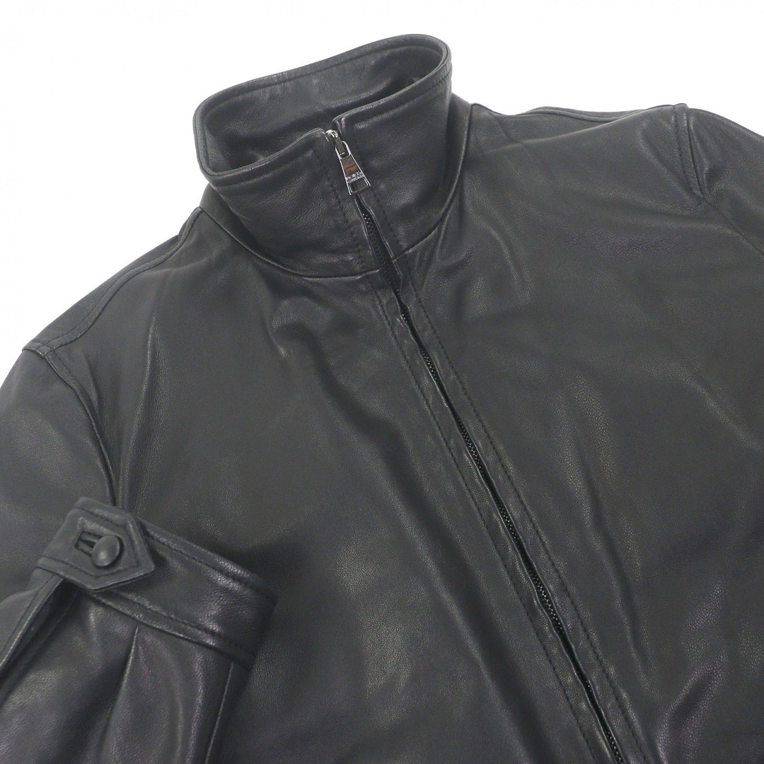 極美品□DOLCE&amp;GABBANA ドルチェ＆ガッバーナ ラムスキン 黒タグ レザージャケット シングルライダース ブラック 44 イタリア製 正規品