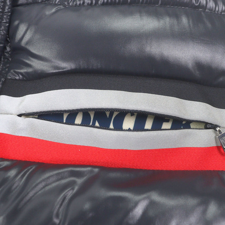極美品□MONCLER モンクレール PARPAILLON GILET ロゴ入り スタンドカラー ダウンベスト ジレ パファーベスト ネイビー 1 正規品 メンズ