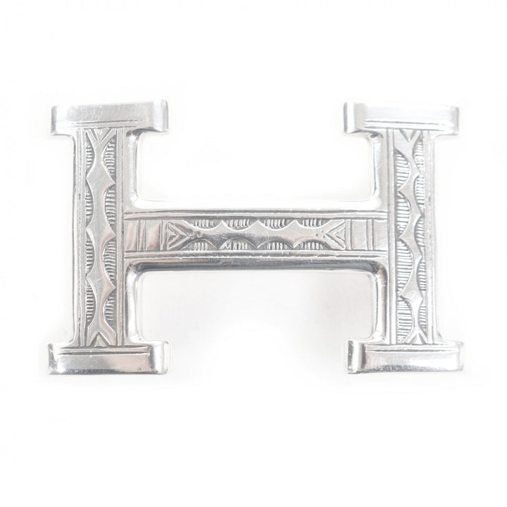 美品□HERMES エルメス ヴィンテージ H トゥアレグ Toareg SV925 手彫り彫刻デザイン ベルトバックル シルバー 重量44.38g メンズ