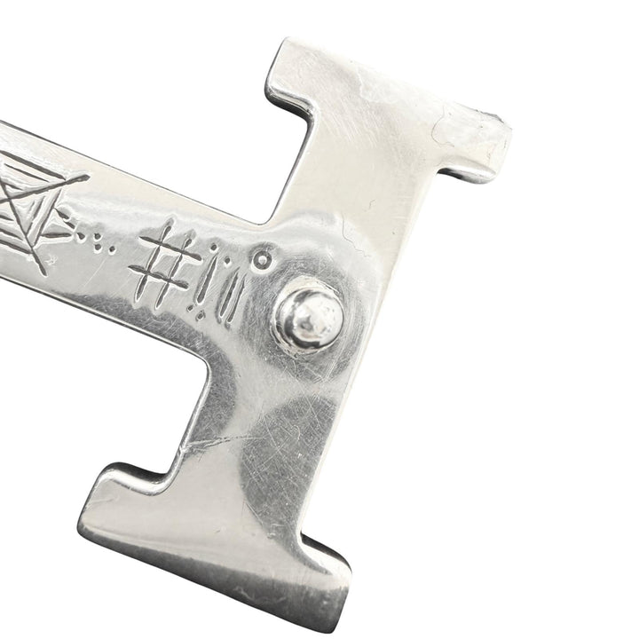 美品□HERMES エルメス ヴィンテージ H トゥアレグ Toareg SV925 手彫り彫刻デザイン ベルトバックル シルバー 重量44.38g メンズ