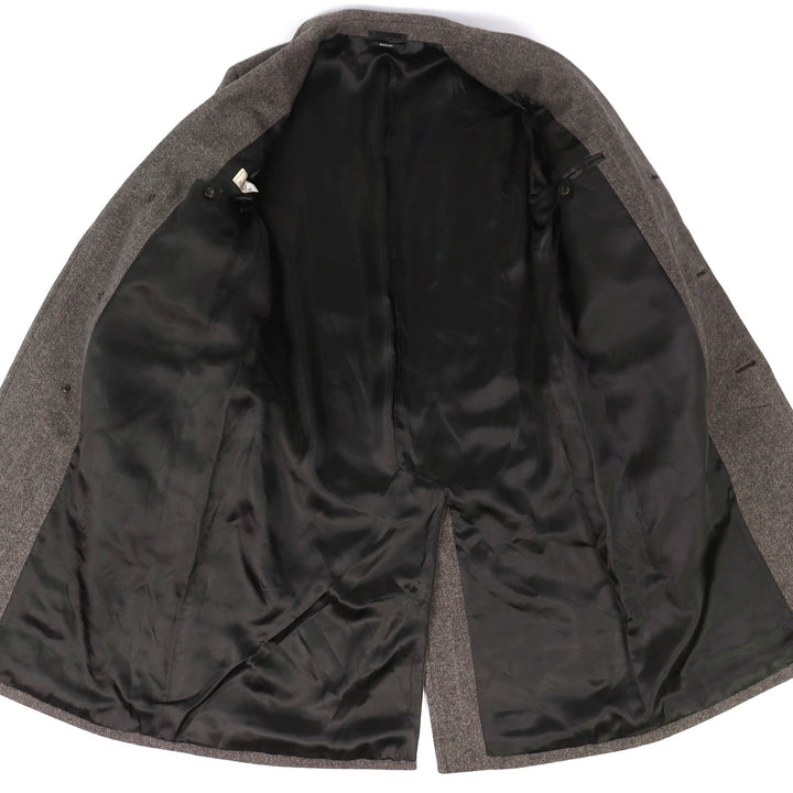 未使用品△HERMES エルメス 23AW 361220H8 ウール100％ レザー使い シングル チェスターコート ブラウン 46 イタリア製 正規品 メンズ