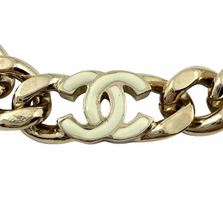 美品◇CHANEL シャネル B22S AB8299 ココマーク チェーン ブレスレット アクセサリー ゴールド ホワイト 箱付き イタリア製 レディース