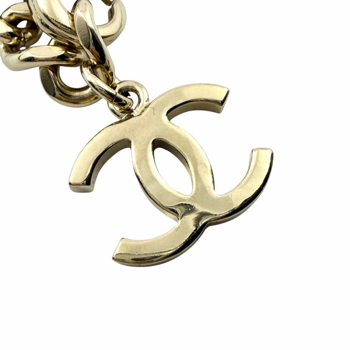 美品◇CHANEL シャネル B22S AB8299 ココマーク チェーン ブレスレット アクセサリー ゴールド ホワイト 箱付き イタリア製 レディース