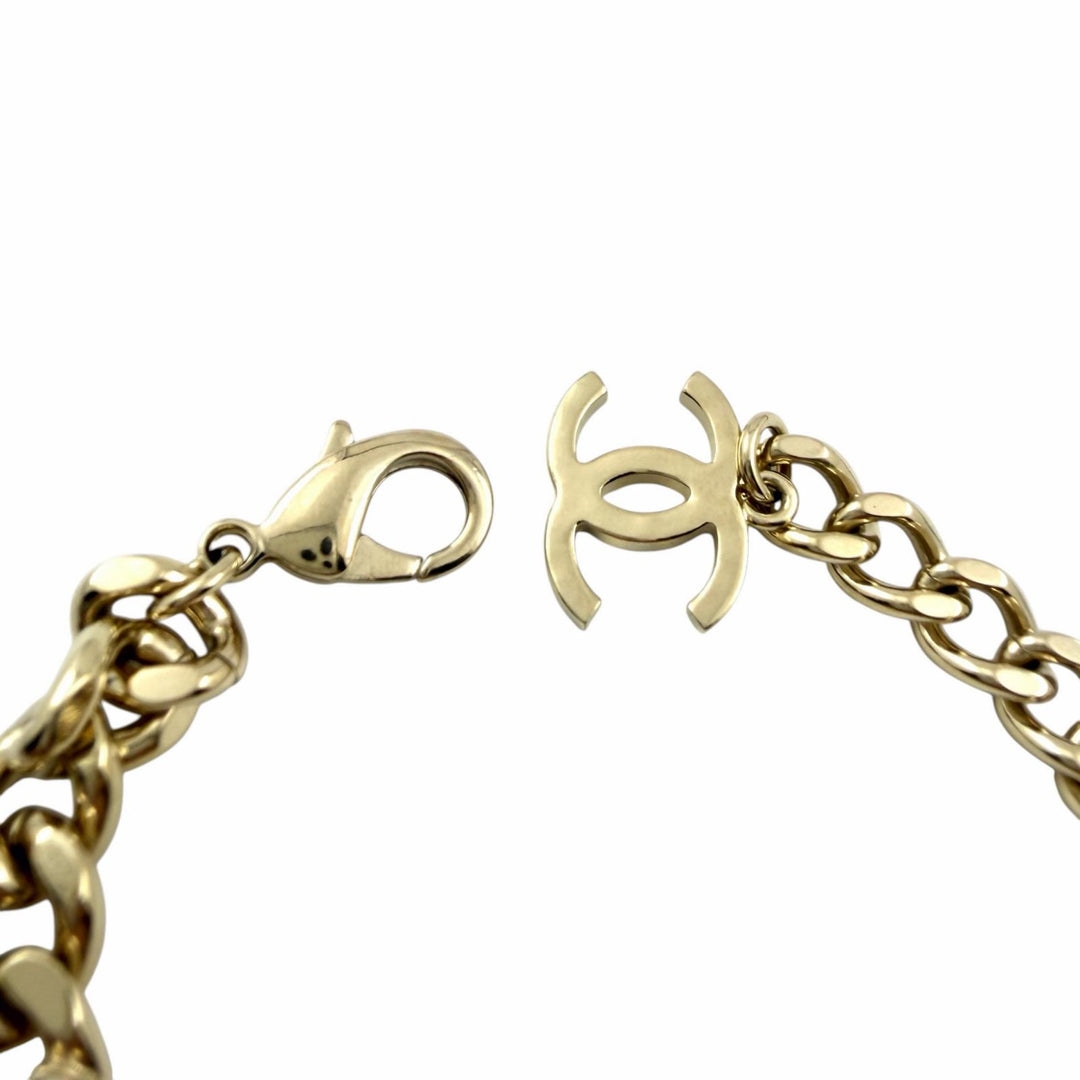 美品◇CHANEL シャネル B22S AB8299 ココマーク チェーン ブレスレット アクセサリー ゴールド ホワイト 箱付き イタリア製 レディース