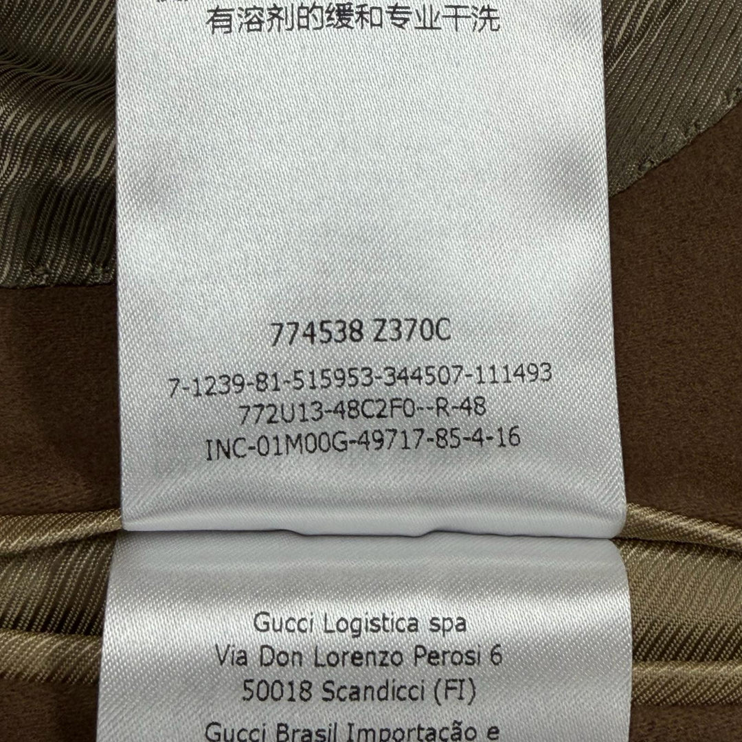 極美品▼GUCCI グッチ 774538 ロゴ入りボタン スムース シングル チェスターコート ブラウン 48 イタリア製 正規品 メンズ