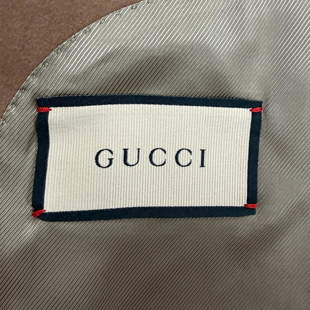 極美品▼GUCCI グッチ 774538 ロゴ入りボタン スムース シングル チェスターコート ブラウン 48 イタリア製 正規品 メンズ