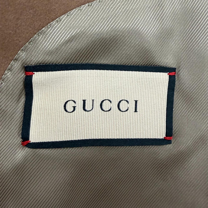 極美品▼GUCCI グッチ 774538 ロゴ入りボタン スムース シングル チェスターコート ブラウン 48 イタリア製 正規品 メンズ