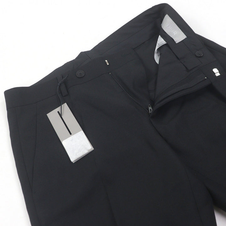 未使用品□DIOR ディオール オム 013C120A4441 ウール モヘア センタープレス スラックス トラウザーズ 黒 46 イタリア製 正規品 メンズ