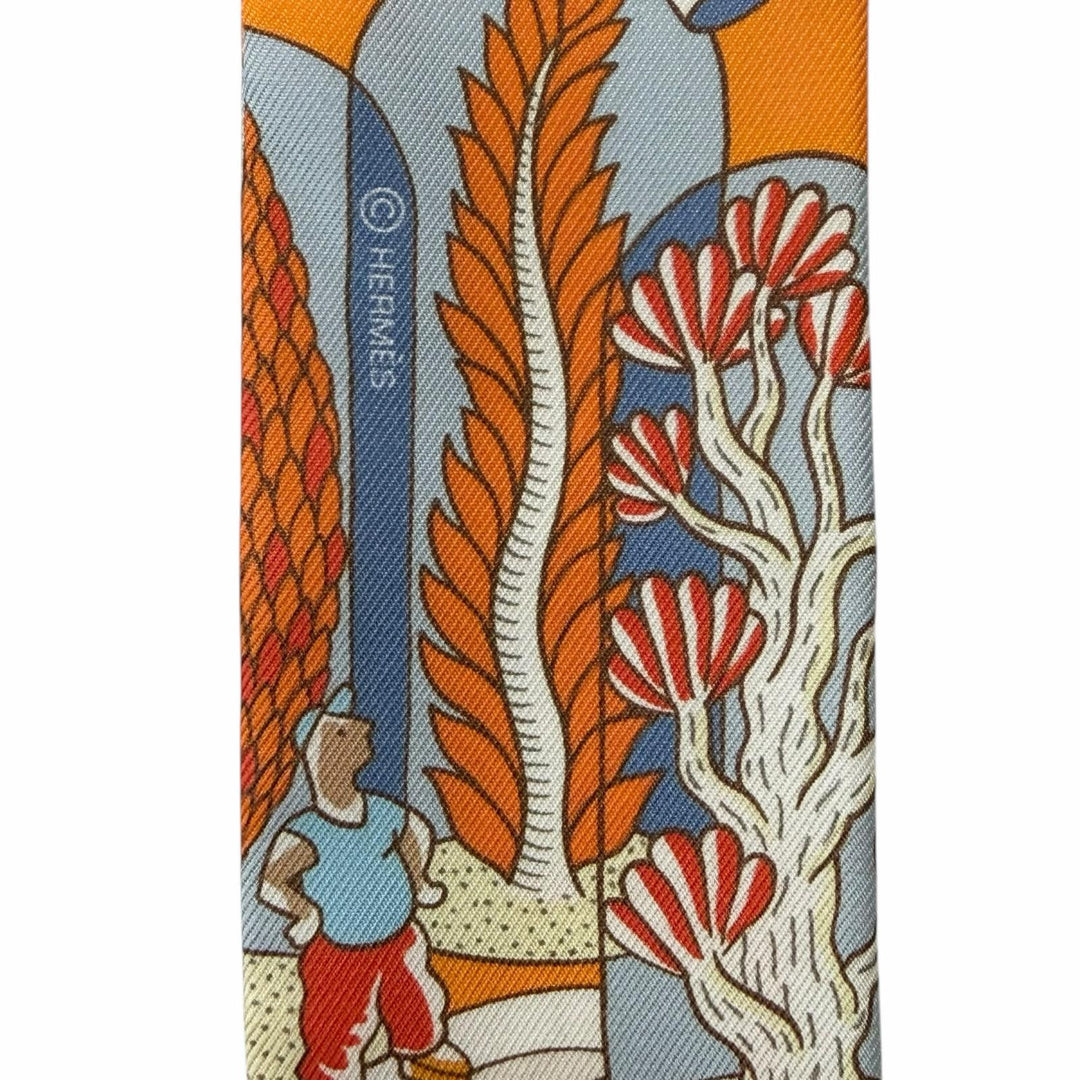 極美品◇HERMES エルメス ツイリー Exposition Universelle 万博博覧会 シルク100％ スカーフ オレンジ マルチ フランス製 レディース
