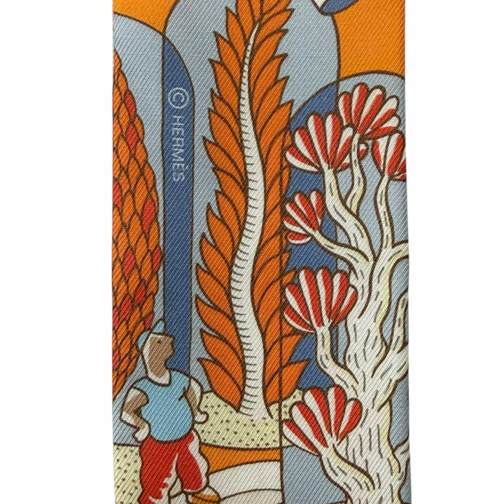 極美品◇HERMES エルメス ツイリー Exposition Universelle 万博博覧会 シルク100％ スカーフ オレンジ マルチ フランス製 レディース
